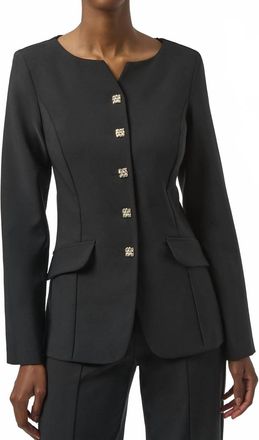 Joseph Ribkoff Fitted Long Sleeve Twill Jacket In Black
