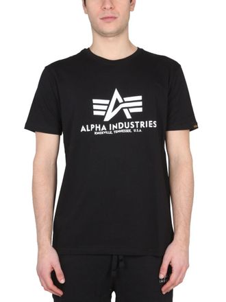 Alpha Industries Logo Cotton T-Shirt - Black