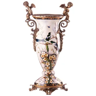 OEM Jarr&oacute;n De Porcelana Con &Aacute;ngeles Porcelana Con Bronce