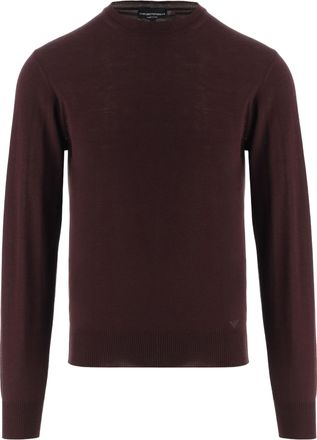 Emporio Armani Virgin Wool Sweater with Crew Neck and Ribbed Cuffs