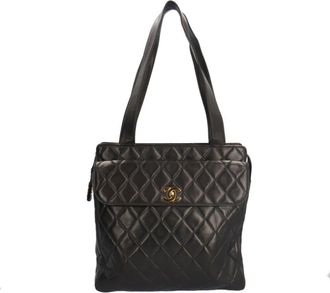 Chanel Matelasse Black Leather Tote Bag (Pre-Owned)