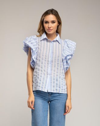 Tantra Gestreepte blouse met pofmouwen