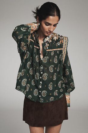 Farm Rio Tayla Buttondown Long-Sleeve Blouse