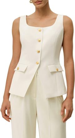 LilySilk Cintr&eacute; U-Neck Sleeveless Vest in Natural White at Nordstrom, Size 10