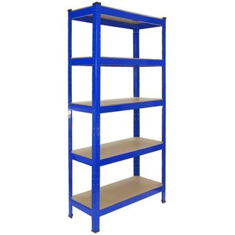 MonsterShop Garage Racking Bundle - Space Saver - Boltless 5Tier Garage Shelves in Blue