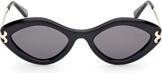Emilio Pucci Geometric 54mm Sunglasses in Shiny Black /Smoke at Nordstrom