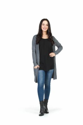 Papillon Soft Textured Cardigan With Pockets In Grey