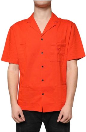 Dolce & Gabbana Oranje Katoenen Poloshirt met Logo - Heren - Korte mouwen Overhemden - Oranje - S - Katoen - Overhemden
