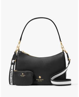 Kate Spade New York Womens Emma Pebbled Leather Medium Shoulder Bag - Black - One Size