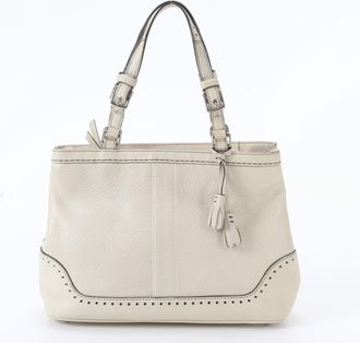 Coach Beige Leather Handbag Shoulder Bag Tote Bag (Pre-Owned)