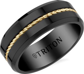 Triton 6MM Black and Yellow Tungsten Carbide Ring at Nordstrom, Size 11.5
