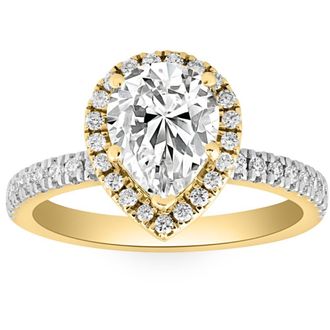 Pompeii3 2 1/2Ct Pear Shape Diamond Lab Grown Engagement Ring White Yellow or Rose Gold