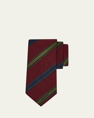 Ferragamo Mens Multi-Stripe Logo Silk Tie