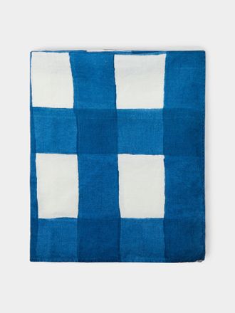 Stamperia Bertozzi Gingham Hand-Painted Linen Rectangular Tablecloth (108in/2.75m)