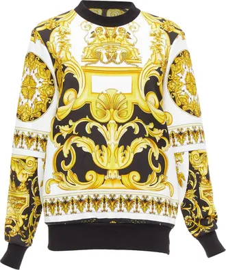 Versace Barocco print cotton oversized crew sweater