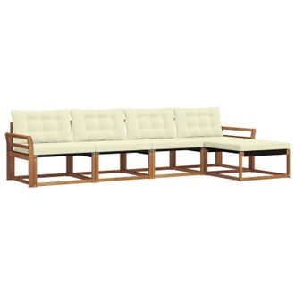 vidaXL Conjunto De Sof&aacute;s De Exterior Con Coj&iacute;n 5 Pcs Natural Y Crema Vidaxl
