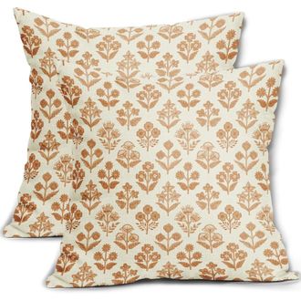 OEM Fundas De Almohada Estampadas De 18x18 Pulgadas En Color Naranja Quemado, Fundas De Coj&iacute;n De Estilo Bohemio Campestre Con Estampado Floral Vintage, Ad