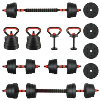 vidaXL Juego De Mancuernas 4 En 1 30kg Negro Y Rojo Vidaxl