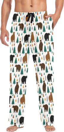 Alaza Mens Pajama Bottoms Bear Forest Cotton Pajama Pants for Men with Pockets Lounge Pants Sleepwear, L
