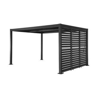 Sweeek P&eacute;rgola bioclim&aacute;tica de aluminio y acero 3x4m + 3 persianas 1m
