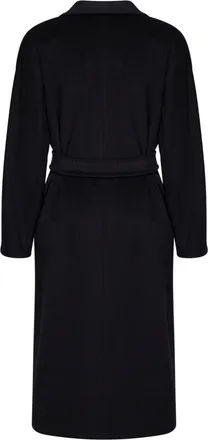 Max Mara Womens Belted Coat Madame Black Virgin Wool