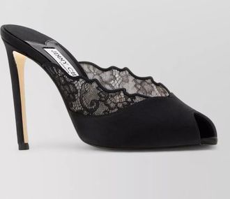 Jimmy Choo London satin and lace mules