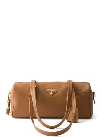 Prada Medium Leather Top-Handle Bag With Padlock