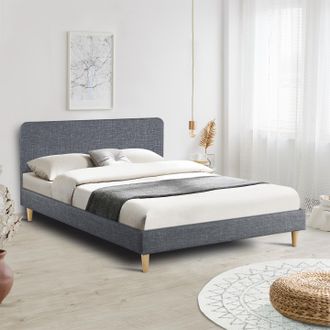 IDMarket Cama Doble Escandinava Balta 160 X 200 Cm Tejido Gris Antracita