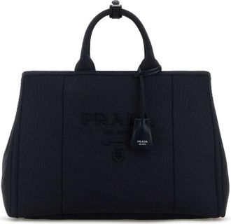 Prada Navy Blue Canvas Shopping Bag