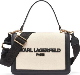 Karl Lagerfeld Simone Canvas Satchel in Natural/black at Nordstrom