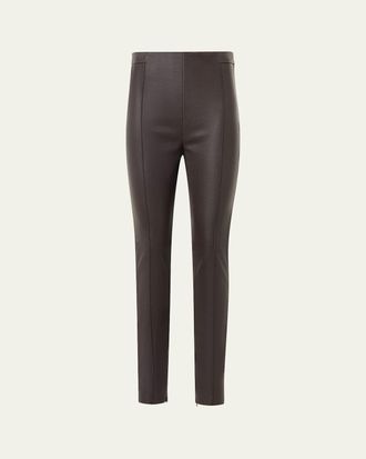 Akris Flame Leather Skinny-Leg Ankle Pants