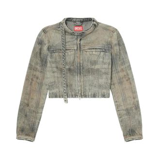 Diesel Denim Jackets, female, Gray, Size: M Diesel Coats Black