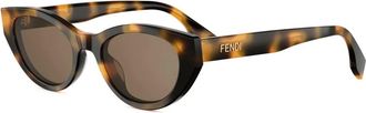 Fendi Lettering Zonnebril - unisex - Accessoires - Bruin - Maat: 51 MM