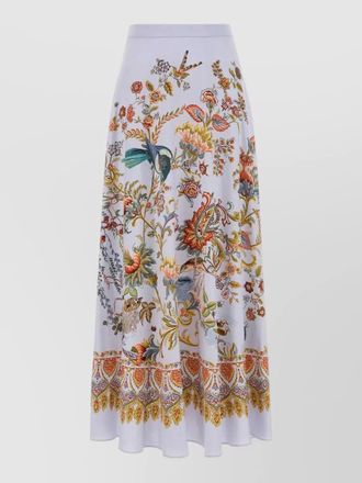Etro silk skirt floral print high waist midi