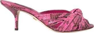 Dolce & Gabbana Roze Exotische Leren Kitten Heels Slides Schoenen