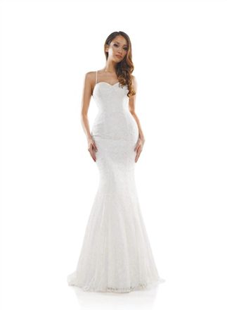 Colors Dress Lace Open Back Gown In White