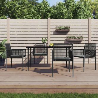 vidaXL Vidaxl - Set Comedor Jard&iacute;n 5 Pzas Y Cojines Acero Rat&aacute;n Sint&eacute;tico Negro