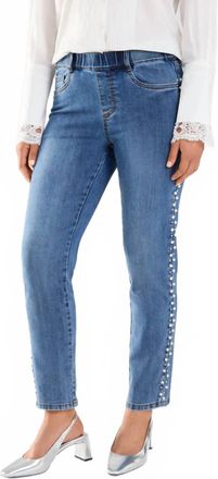 FDJ Phyllis Pull-On Pencil Ankle Denim With Pearl Embellishments Jeans In Indigo