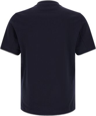 Brunello Cucinelli Double-Layer Cotton T-Shirt - Navy
