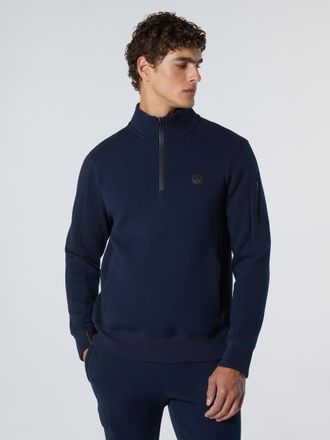 North Sails Sweatshirt Piqu&eacute; Scuba stof met halve rits