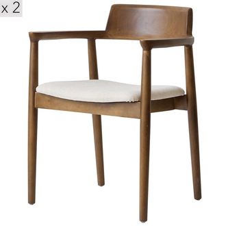 Nordlys Set 2 sillas escandinavas en madera oscura y tejido beige