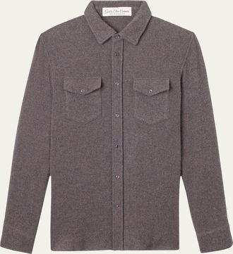 God's True Cashmere Mens Cashmere Two-Pocket Amethyst Button-Down Shirt