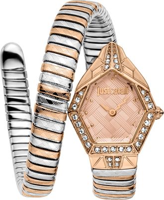 Just Cavalli Womens Ornato Snake Rose Gold Dial Stainless Steel Analogue Wrist Watch for Women - One Size