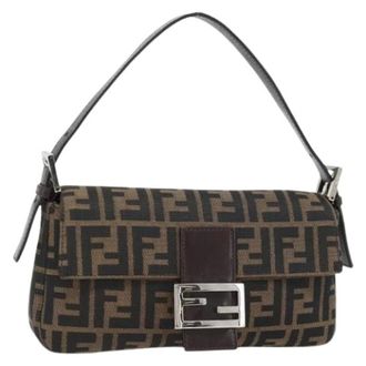 Fendi Pre-owned Shoulder Bags, female, Brown, Size: ONE SIZE Pre-owned Zucca Canvas Shoulder Bag