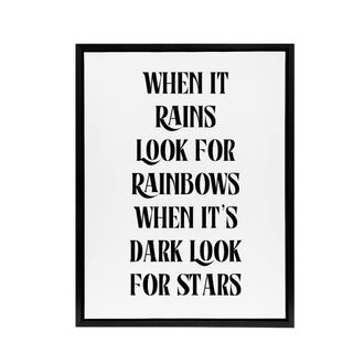 Artery8 When It Rains Look For Rainbows When Dark Stars Framed Canvas Art in White | Size: W24 x H32