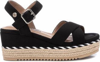 Refresh Womens Suede Wedge Sandals In Black