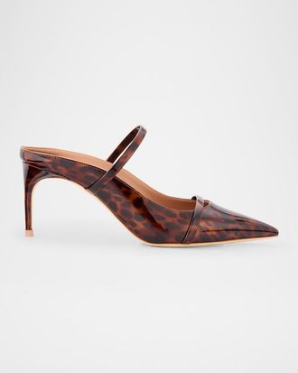 Malone Souliers Aurora Leopard Patent Leather Mules