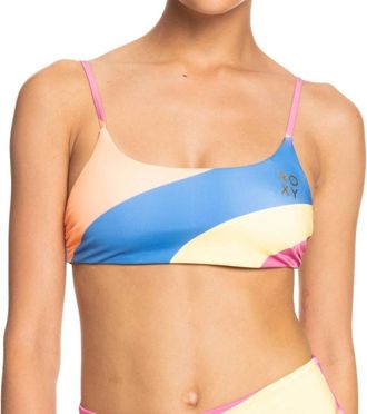 Roxy Pop Surf Bikini Bralette In Yellow/blue Block