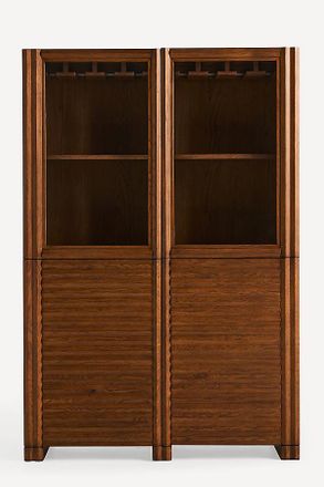 Anthropologie Omari Carved Oak Bar Cabinet
