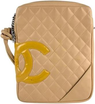 Chanel Pre-owned Cross Body Bags, female, Beige, Size: ONE SIZE Pre-owned Vintage Leather Crossbody Bag